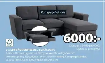 JYSK VEJLBY BÄDDSOFFA MED SCHÄSLONG oferta