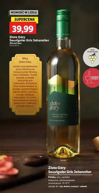 Lidl Wino Gris Johaniiter Złote Góry oferta