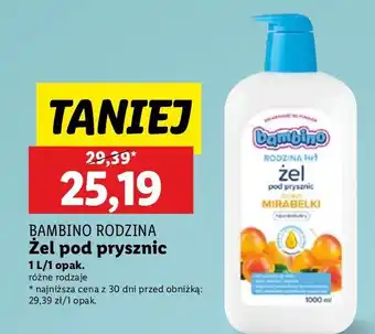 Lidl Żel pod prysznic mirabelka Bambino Rodzina oferta