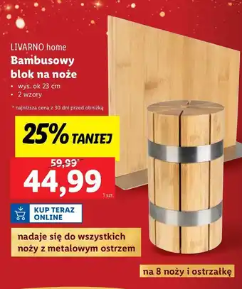 Lidl Blok na noże bambusowy Livarno Home oferta