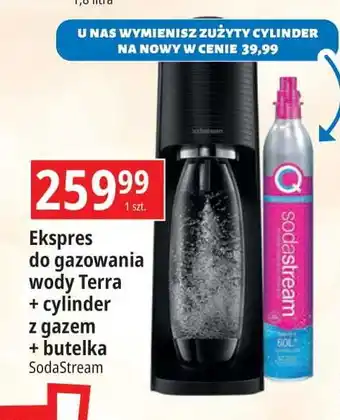 E.Leclerc Zestaw: urządzenie sst terra czarny + cylinder cqc butelka Sodastream oferta