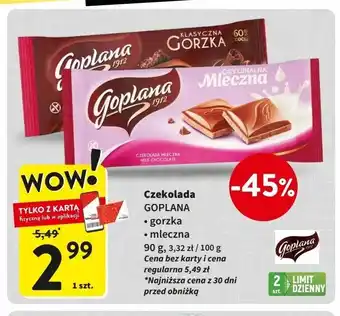 Intermarche Czekolada gorzka Goplana oferta