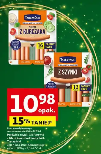 Auchan Parówki z fileta z kurczaka Tarczyński oferta