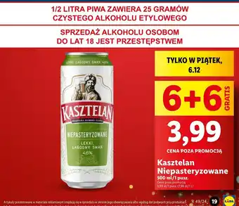 Lidl Piwo Kasztelan Niepasteryzowane oferta