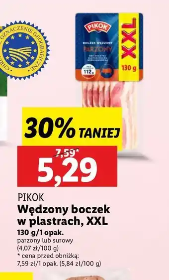 Lidl Boczek surowy wędzony w plastrach Pikok oferta