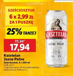 Lidl Piwo Kasztelan Jasne Pełne oferta