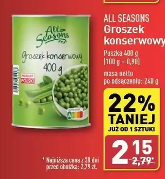 ALDI Groszek konserwowy All Seasons oferta