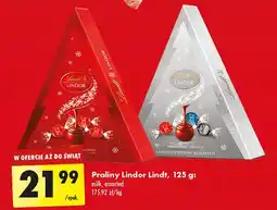 Biedronka Bombonierka z czekoladkami czekolady mlecznej, białej i gorzkiej nadzieniem choinka Lindt Lindor oferta