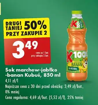 Biedronka Sok jabłko-banan-marchew Kubuś 100% oferta