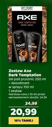 Netto Zestaw w pudełku dark temptation żel pod prysznic 250 ml + dezodorant sprayu 150 Axe oferta