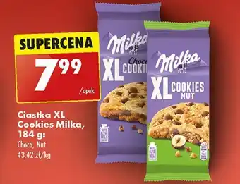 Biedronka Ciastka z kawałkami czekolady Milka xl cookies oferta