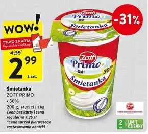 Intermarche Zott Primo Śmietanka 30 % 200 g oferta