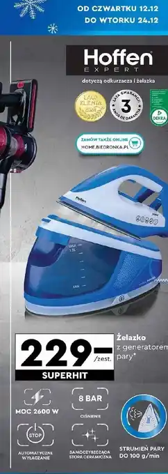 Biedronka Żelazko parowe z czujnikiem dotyku Hoffen oferta