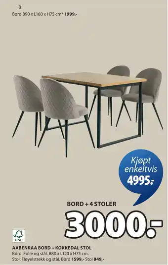 JYSK AABENRAA BORD + KOKKEDAL STOL oferta