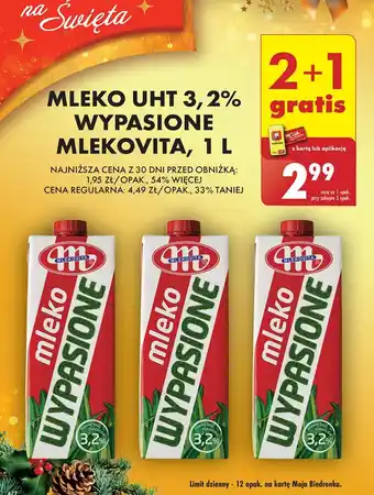 Biedronka Mleko UHT 3.2% Wypasione Mlekovita oferta