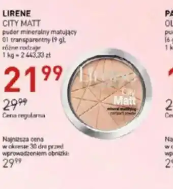 Jawa Drogerie Lirene City Matt puder mineralny matujący oferta