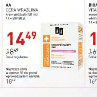 Jawa Drogerie AA Cera wrażliwa krem oferta