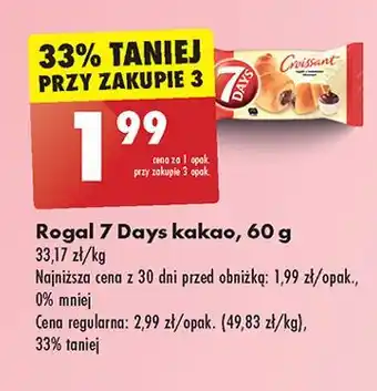 Biedronka Croissant z nadzieniem o smaku kakaowym 7 Days oferta