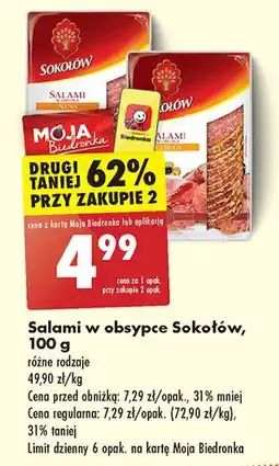 Biedronka Salami z cebulą Sokołów oferta