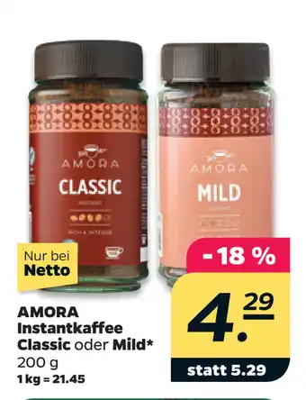 Netto AMORA Instantkaffee Classic oder Mild oferta