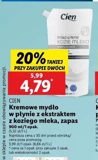 Lidl Mydło w płynie kozie mleko Cien oferta