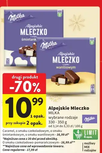 Intermarche Czekoladki czekoladowo-pomarańczowe Milka Alpejskie Mleczko oferta