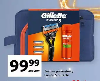 Auchan Zestaw w kosmetyczce fusion 5: żel do golenia ultra sensitive 200 ml + trymer brody 4w1 Gillette oferta