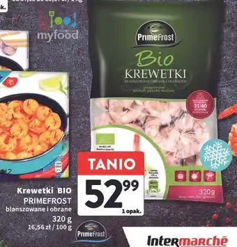 Intermarche Krewetki blanszowane obrane z ogonkiem bio Primefrost oferta