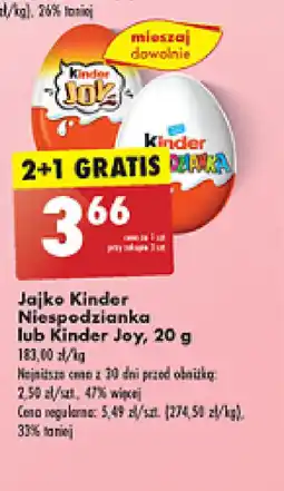 Biedronka Jajko Kinder Niespodzianka lub Kinder Joy oferta