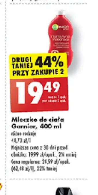 Biedronka Mleczko do ciała Garnier oferta