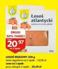 Auchan Łosoś atlantycki wędzony plastry Podniesiony Kciuk oferta