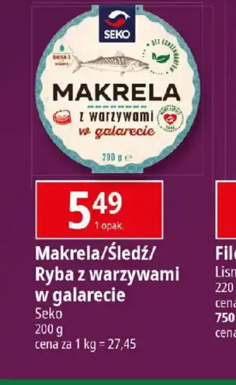 E.Leclerc Makrela/Sledź/Ryba z warzywami w galarecie oferta