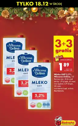 Biedronka Mleko 3.2% Mleczna Dolina oferta