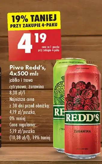 Biedronka Piwo Redd's Cranberry oferta