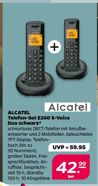 Netto ALCATEL Telefon-Set E260 S-Voice Duo schwarz oferta