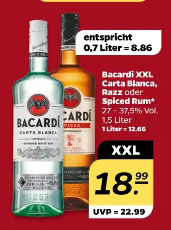 Netto Bacardi XXL Carta Blanca, Razz oder Spiced Rum oferta