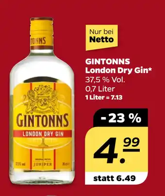 Netto GINTONNS London Dry Gin oferta