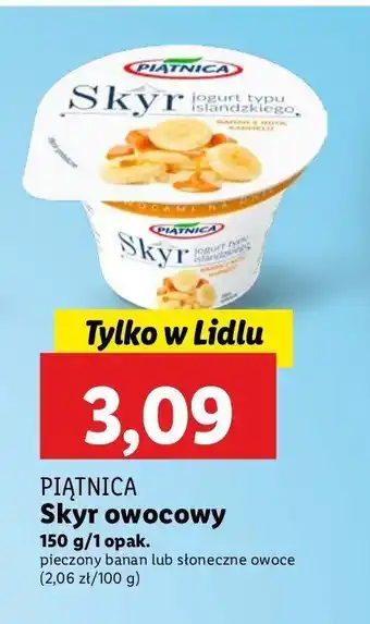 Lidl Jogurt typu islandzkiego banan z nutą karmelu Piątnica skyr oferta