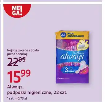 Rossmann Podpaski night Always Platinum oferta