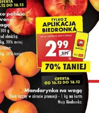 Biedronka Mandarynki na wagę oferta