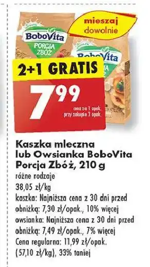 Biedronka Owsianka z ryżem banan-malina Bobovita Porcja Zbóż oferta