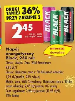 Biedronka Napój energetyczny zero sugar Black Energy oferta