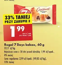 Biedronka Croissant z nadzieniem o smaku kakaowym 7 Days oferta