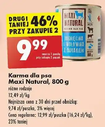 Biedronka Karma dla psa jagnięcina wołowiną i burak Maxi Natural oferta