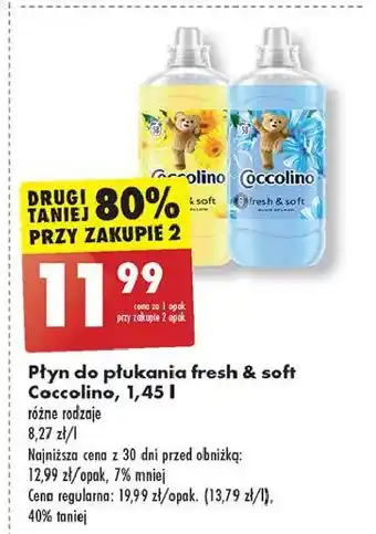 Biedronka Płyn do płukania happy yellow Coccolino Fresh & Soft oferta