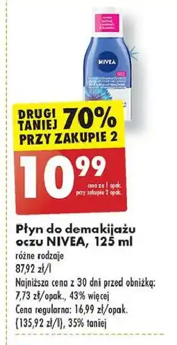 Biedronka Płyn do demakijażu oczu dwufazowy usuwa wodoodporny makijaż biotyna i ekstrakt z bławatka Nivea oferta
