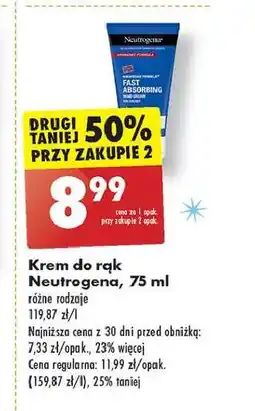 Biedronka Krem do rąk szybko wchłaniający się Neutrogena Formuła Norweska oferta