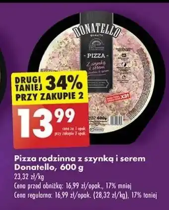 Biedronka Pizza z szynką i serem Donatello pizza oferta