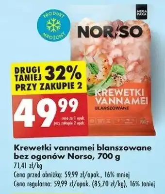 Biedronka Krewetki vannamei blanszowane Norso oferta