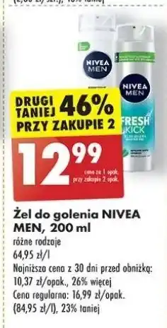 Biedronka Żel do golenia Nivea Men Fresh Kick oferta